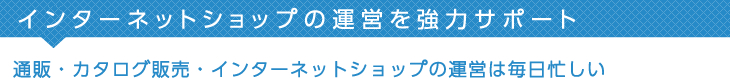 インターネットショップの運営を強力サポート　通販・カタログ販売・インターネットショップの運営は毎日忙しい
